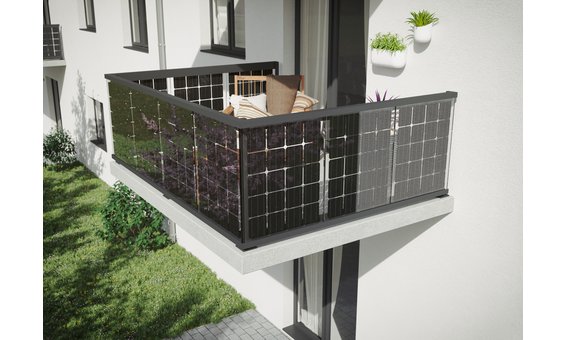 Solarglas Balustrades en verre solaire | montage au sol = 100 watts 20 cellules | 0.95 m H. | 10 m -15 m