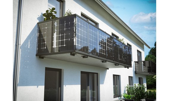 Solarglas Balustrades en verre solaire | montage au plafond = 130 Watt 28 cellules | 1.30m H. | 15 m-25 m