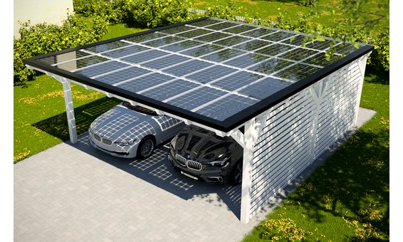 Solarglas Carport - Modell Holzausführung Designbl