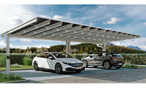 Solarglas Abri de voiture solaire Bumerang alu/acier