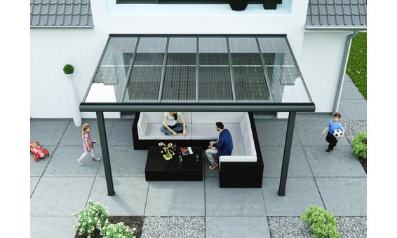 Solarglas Terrasse VA1 | Alu | 2.98 x 3.10m | 8 Module | 1.44 kWp